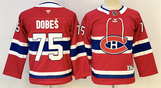Men's Montreal Canadiens #75 Jakub Dobeš Red 2024-25 Stitched Jersey